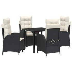 Conjunto de Comedor de Jardín 5 pcs Negro ratán sintético