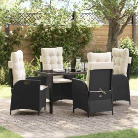 Conjunto de Comedor de Jardín 5 pcs Negro ratán sintético