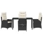 Conjunto de Comedor de Jardín 5 pcs Negro ratán sintético