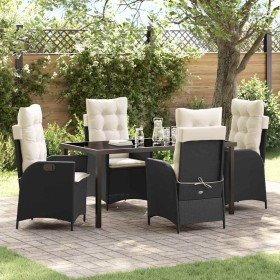 Conjunto de Comedor de Jardín 5 pcs Negro ratán sintético