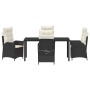 Conjunto de Comedor de Jardín 5 pcs Negro ratán sintético