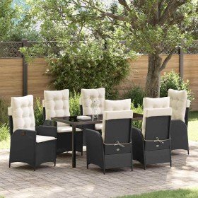 Conjunto de Comedor de Jardín 7 pcs Negro ratán sintético