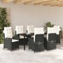 Conjunto de Comedor de Jardín 7 pcs Negro ratán sintético