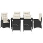Conjunto de Comedor de Jardín 7 pcs Negro ratán sintético