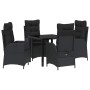 Conjunto de Comedor de Jardín 5 pcs Negro ratán sintético