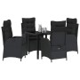 Conjunto de Comedor de Jardín 5 pcs Negro ratán sintético