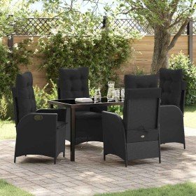 Conjunto de Comedor de Jardín 5 pcs Negro ratán sintético