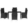 Conjunto de Comedor de Jardín 5 pcs Negro ratán sintético