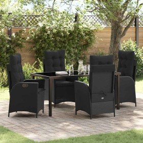 Conjunto de Comedor de Jardín 5 pcs Negro ratán sintético