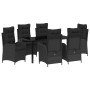 Conjunto de Comedor de Jardín 7 pcs Negro ratán sintético