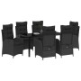 Conjunto de Comedor de Jardín 7 pcs Negro ratán sintético