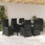 Conjunto de Comedor de Jardín 7 pcs Negro ratán sintético