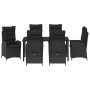 Conjunto de Comedor de Jardín 7 pcs Negro ratán sintético