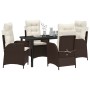 Conjunto de Comedor de Jardín 5 pcs Marrón ratán sintético