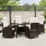 Conjunto de Comedor de Jardín 5 pcs Marrón ratán sintético
