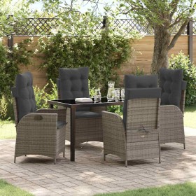 Conjunto de Comedor de Jardín 5 pcs Gris ratán sintético