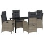 Conjunto de Comedor de Jardín 5 pcs Gris ratán sintético