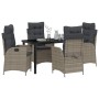 Conjunto de Comedor de Jardín 5 pcs Gris ratán sintético