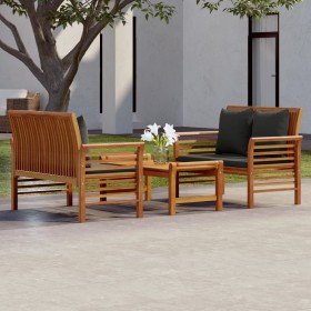 Set de muebles para jardín 3 piezas con cojines madera acacia en Conjuntos de jardín | Comprar online en Foro24