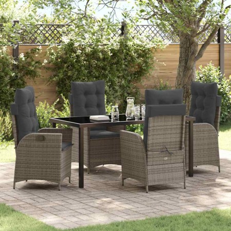 Conjunto de Comedor de Jardín 5 pcs Gris ratán sintético