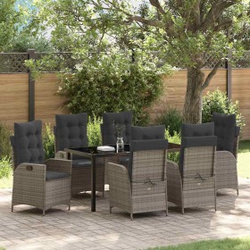 Conjunto de Comedor de Jardín 7 pcs Gris ratán sintético