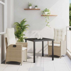 Conjunto de Comedor de Jardín 3 pcs Beige ratán sintético