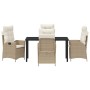 Conjunto de Comedor de Jardín 5 pcs Beige ratán sintético