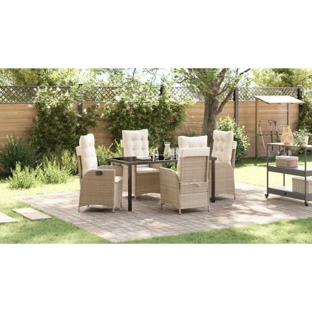 Conjunto de Comedor de Jardín 5 pcs Beige ratán sintético