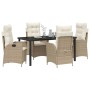 Conjunto de Comedor de Jardín 5 pcs Beige ratán sintético