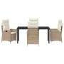 Conjunto de Comedor de Jardín 5 pcs Beige ratán sintético