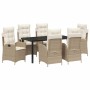 Conjunto de Comedor de Jardín 7 pcs Beige ratán sintético