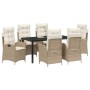 Conjunto de Comedor de Jardín 7 pcs Beige ratán sintético