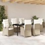 Conjunto de Comedor de Jardín 7 pcs Beige ratán sintético