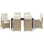 Conjunto de Comedor de Jardín 7 pcs Beige ratán sintético