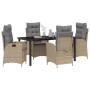 Conjunto de Comedor de Jardín 5 pcs Beige ratán sintético