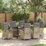 Conjunto de Comedor de Jardín 7 pcs Beige ratán sintético