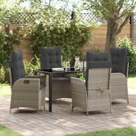 Conjunto de Comedor de Jardín 5 pcs Gris Claro ratán sintético