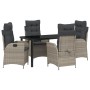 Conjunto de Comedor de Jardín 5 pcs Gris Claro ratán sintético