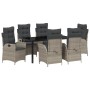Conjunto de Comedor de Jardín 7 pcs Gris Claro ratán sintético