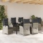 Conjunto de Comedor de Jardín 7 pcs Gris Claro ratán sintético