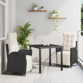 Conjunto de Comedor de Jardín 3 pcs Negro Poliratán Conjunto de Comedor de Jardín 3 pcs Negro Poliratán