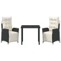 Conjunto de Comedor de Jardín 3 pcs Negro Poliratán