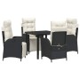 Conjunto de Comedor de Jardín 5 pcs Negro Poliratán