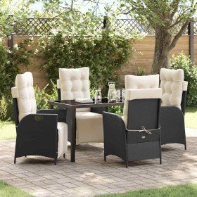 Conjunto de Comedor de Jardín 5 pcs Negro Poliratán