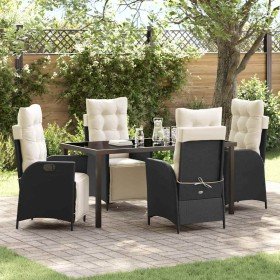 Conjunto de Comedor de Jardín 5 pcs Negro Poliratán