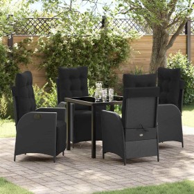 Conjunto de Comedor de Jardín 5 pcs Negro Poliratán
