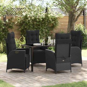 Conjunto de Comedor de Jardín 5 pcs Negro Poliratán