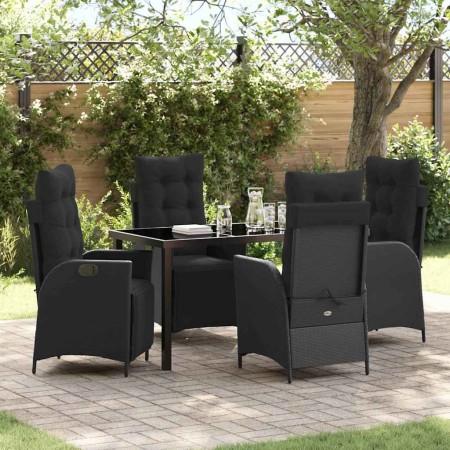 Conjunto de Comedor de Jardín 5 pcs Negro Poliratán en Conjuntos de jardín | Comprar online en Foro24