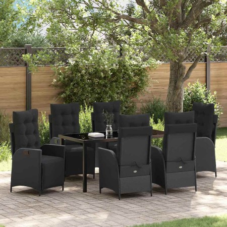Conjunto de Comedor de Jardín 7 pcs Negro Poliratán