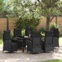 Conjunto de Comedor de Jardín 7 pcs Negro Poliratán